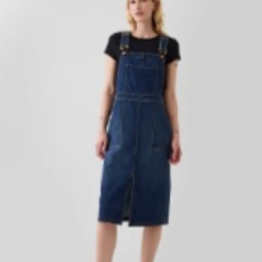 Gap Denim Midi Skirtall Overall Dress